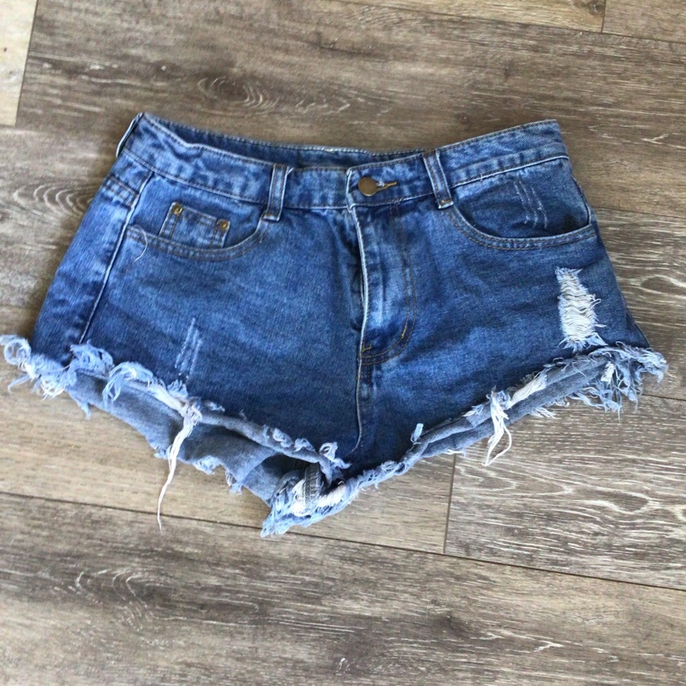 Denim Distressed Cut Off Shorts
